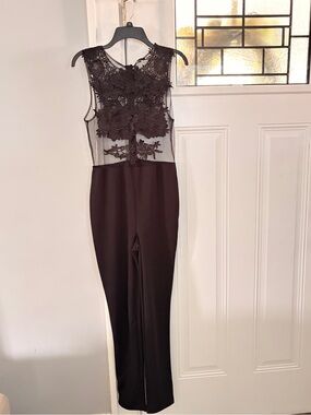 iris Black Lace Bodice Sheer Jumpsuit
